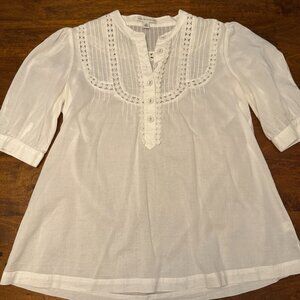 Banana Republic White Lace Detail Blouse | Size Medium
